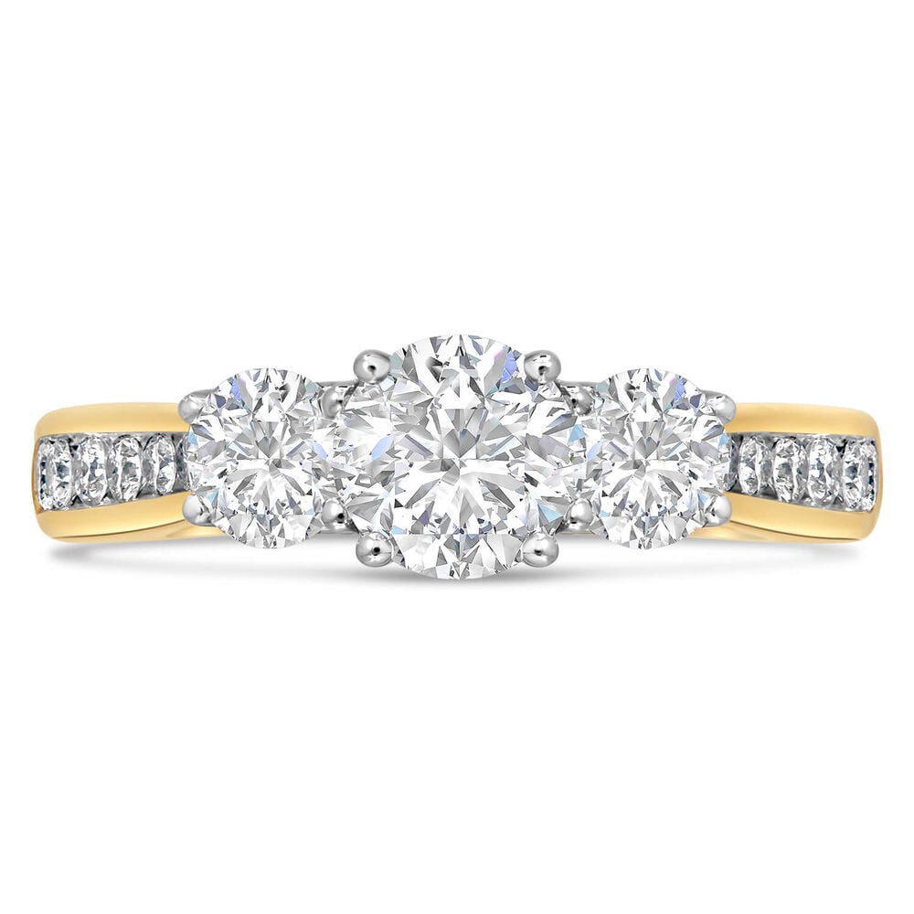 18ct Yellow Gold 1.00ct Trilogy Diamond Tulip Setting Ring