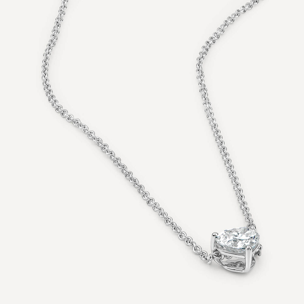 Born Classic 9ct White Gold Lab Grown 0.50ct Heart Shaped Diamond Pendant image number 2