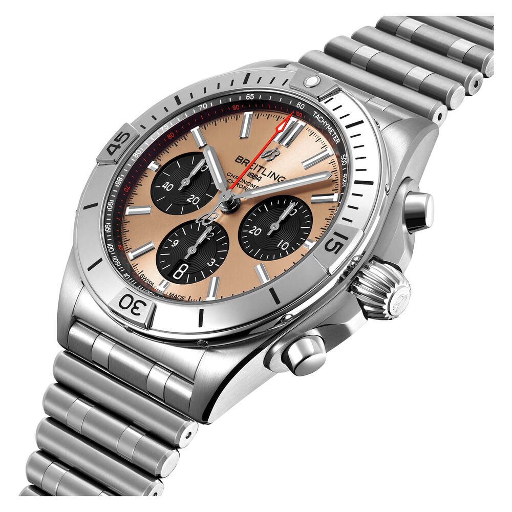 Breitling Chronomat 42mm Mens Copper Dial Steel Bracelet Watch image number 1