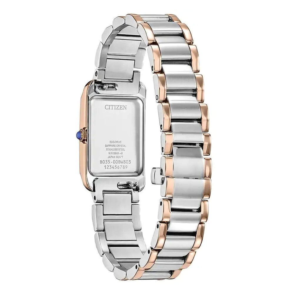 Citizen Eco-Drive L Bianca 32x19mm Mother of Pearl Dial Two Tone Steel Bracelet Watch image number 3