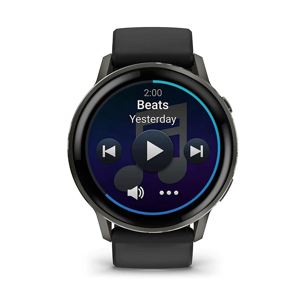 Garmin Venu 4 45mm Slate Bezel Black Silicone Strap Watch image number 2