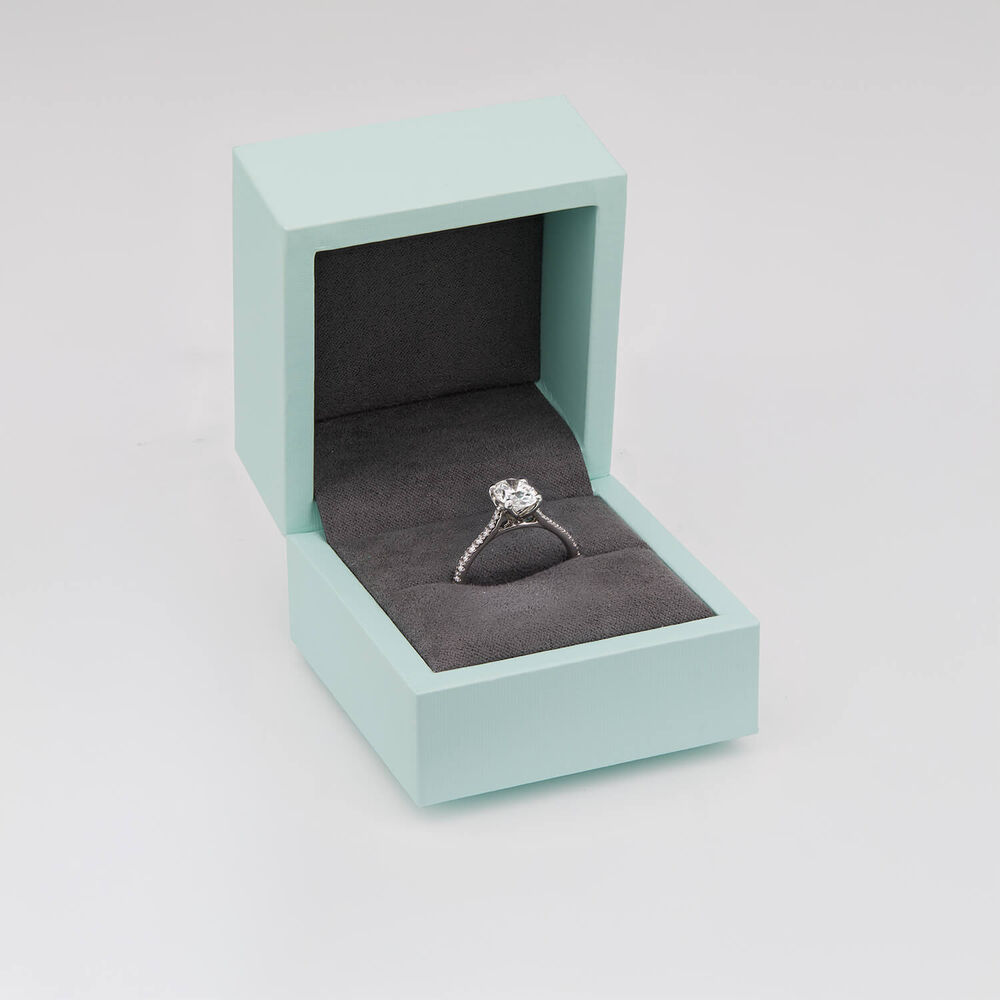 Born Platinum Lab Grown 1.40ct Oval & Diamond Sides Ring image number 4