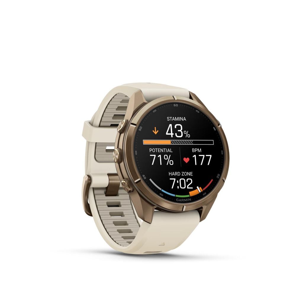 Garmin fenix 9 Pro 43mm Autumn Gold Titanium Cream/French Grey Silicone Strap Watch