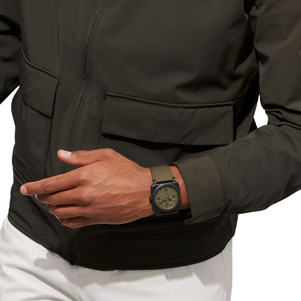 Bell & Ross 41mm Khaki Dial Black Ceramic Case Rubber Strap Watch image number 4