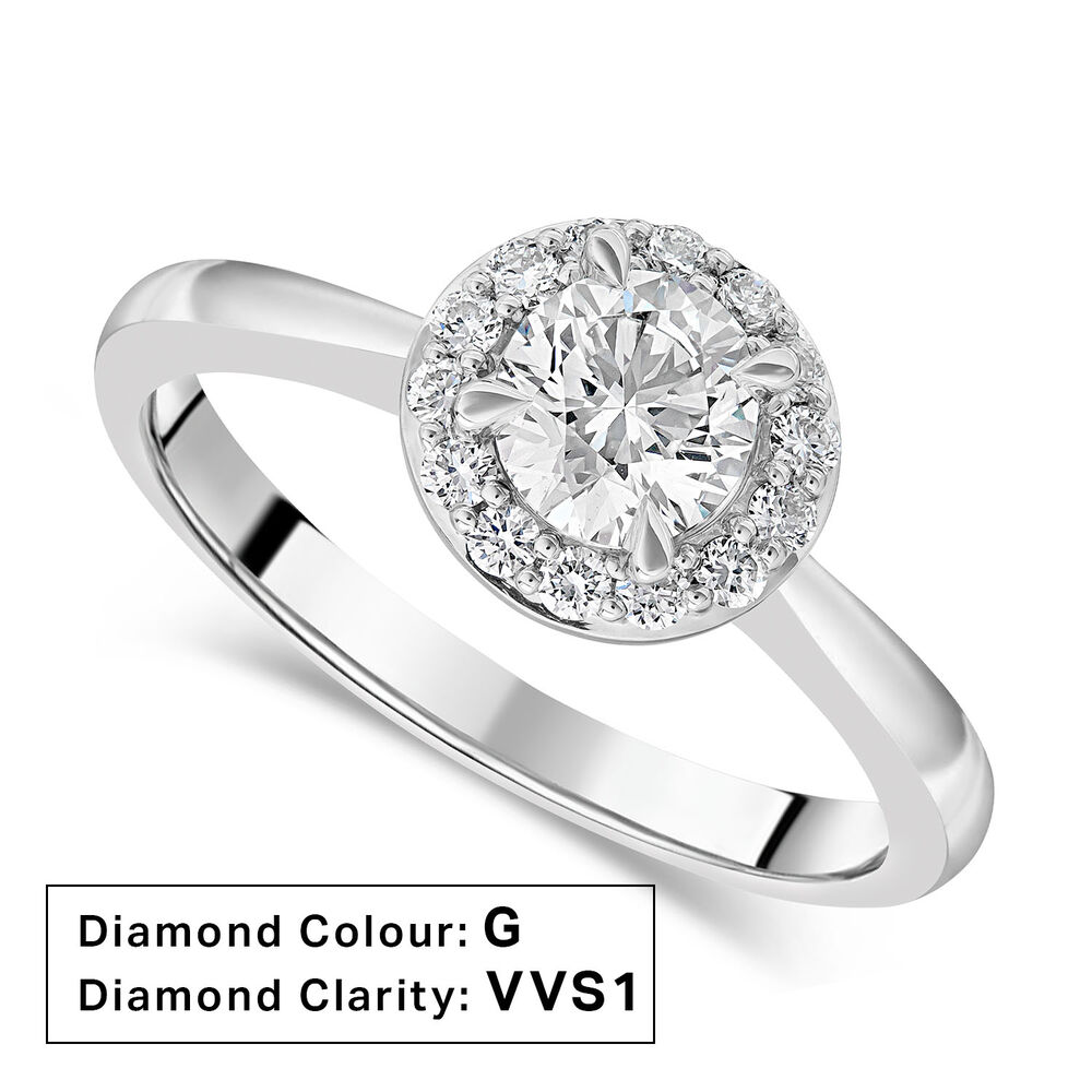 Platinum 0.43ct Round Diamond Halo Ring