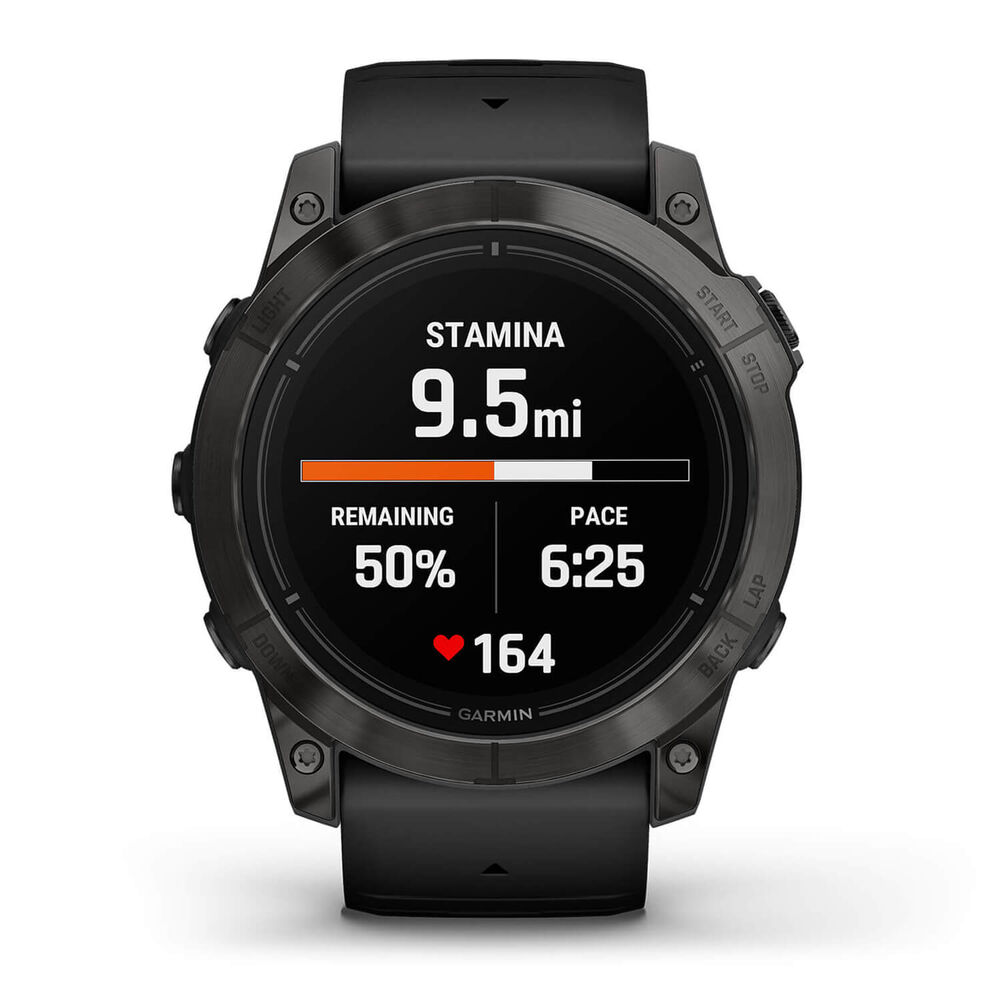 Garmin Epix Pro Gen 2 Sapphire 51mm Carbon Grey DLC Titanium Case Black Silicone Strap Watch image number 8