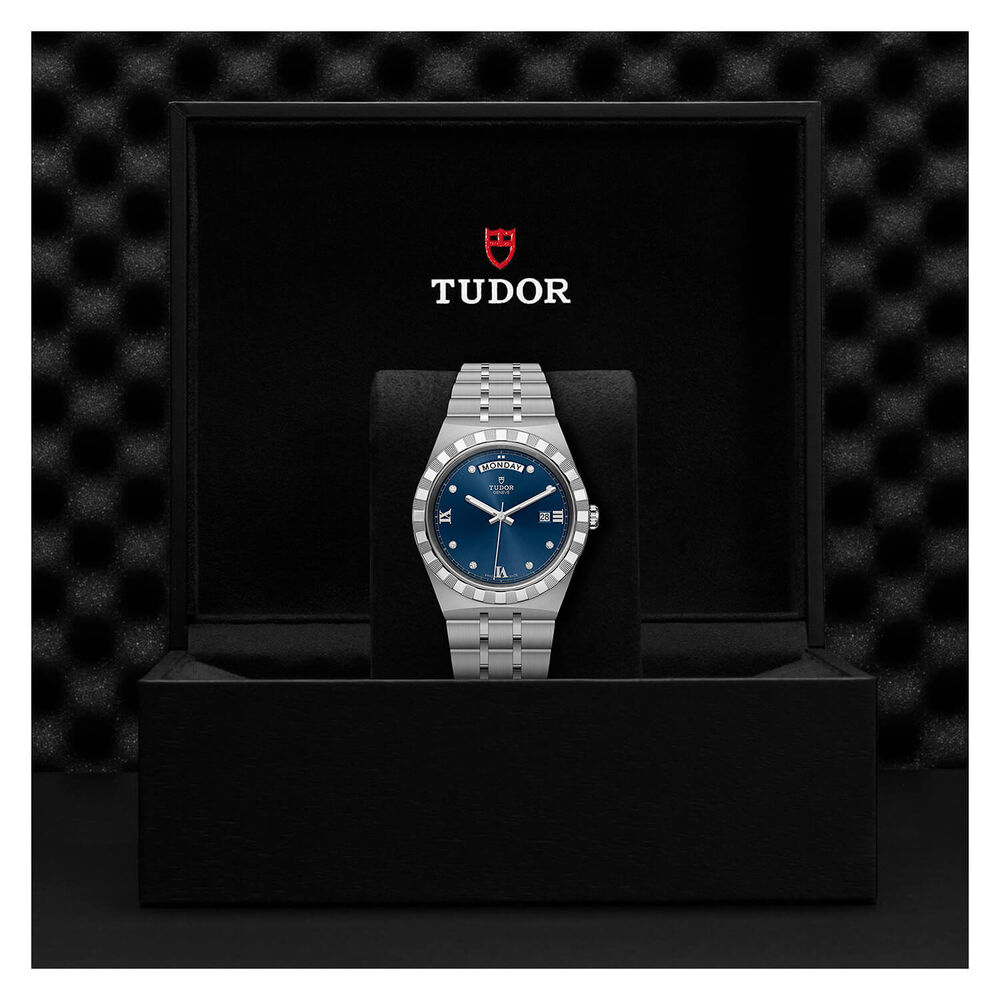TUDOR Royal 41mm Blue Diamond Roman Numerals Dial Day & Date Steel Bracelet Watch image number 4