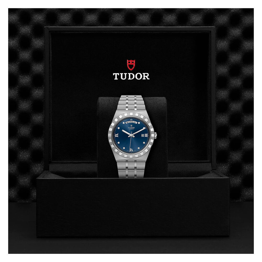 TUDOR Royal 41mm Blue Diamond Roman Numerals Dial Day & Date Steel Bracelet Watch image number 3