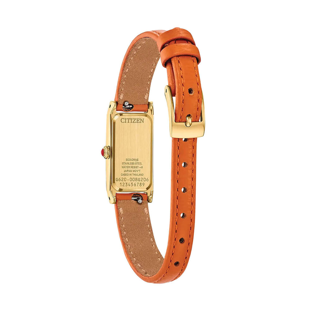 Citizen Fio 14x30mm White Dial Orange Leather Strap Watch
