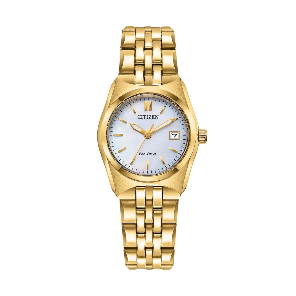 Citizen Corso Diamond 28mm Mother of Pearl Dial Gold Tone Steel Bracelet Watch