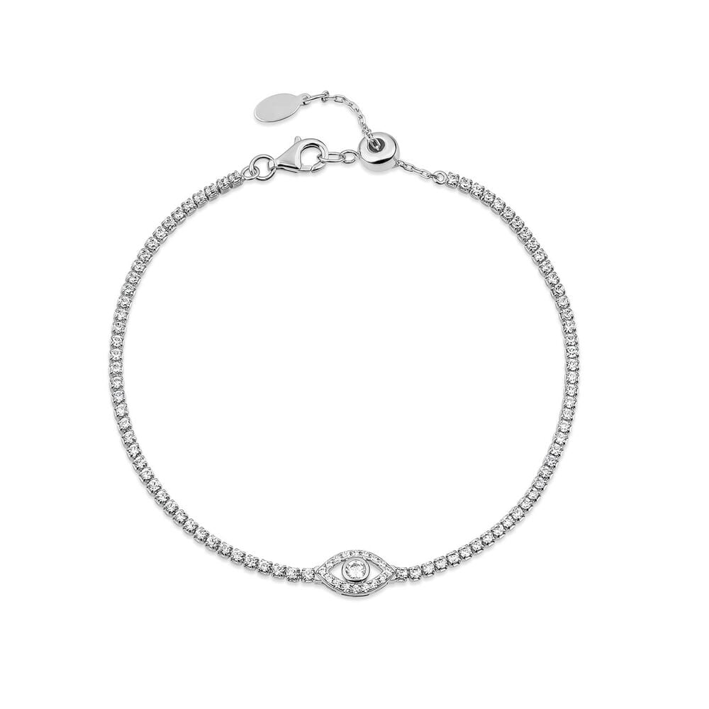 Sterling Silver Cubic Zirconia Protective Eye Tennis Bracelet image number 0