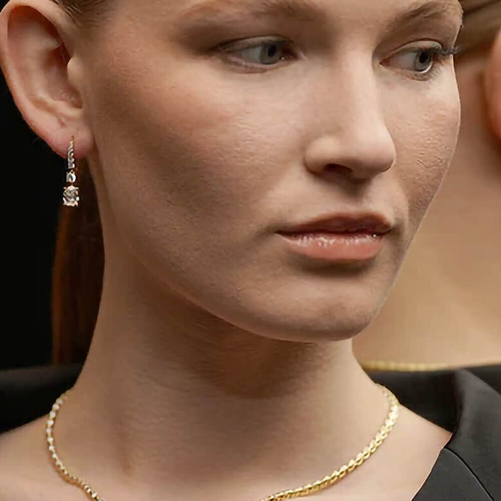 CARAT* London Thea Oval Cubic Zirconia 18k Gold Vermeil Drop Earrings