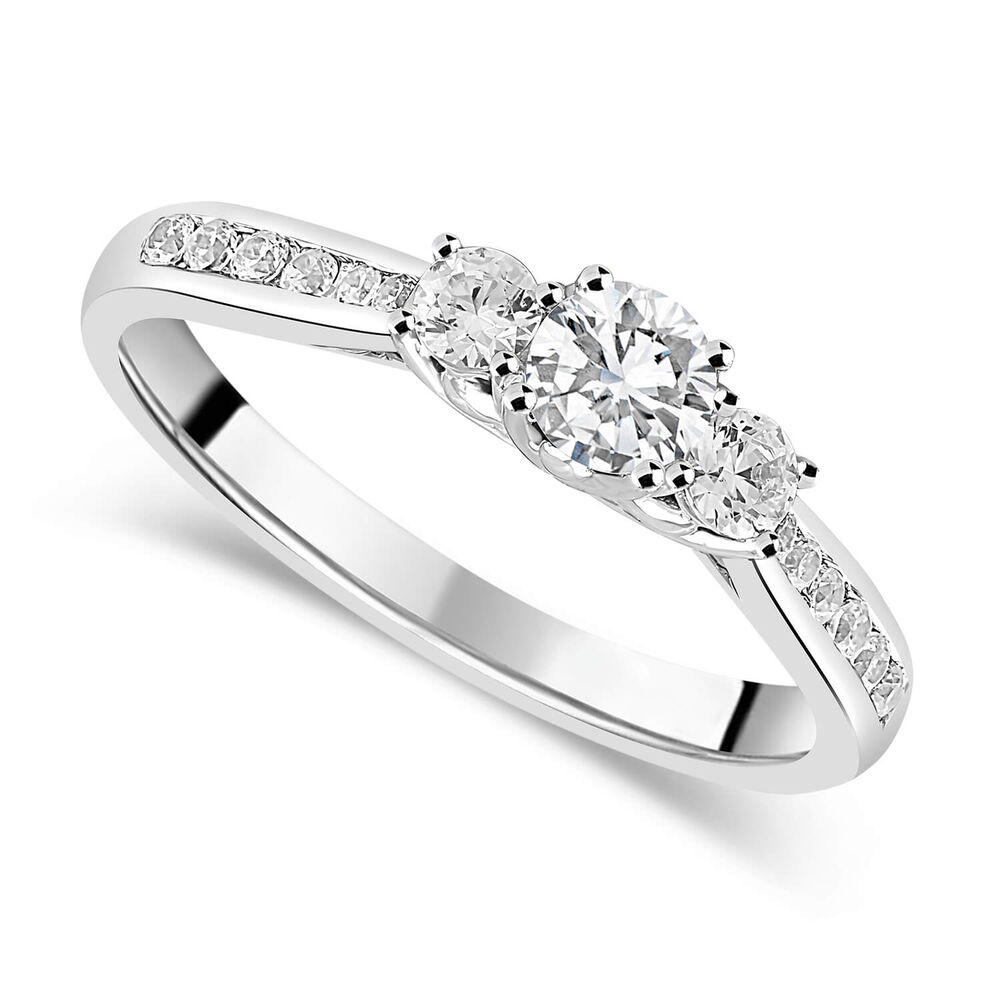 18ct White Gold 0.50ct Trilogy Diamond Tulip Setting Ring