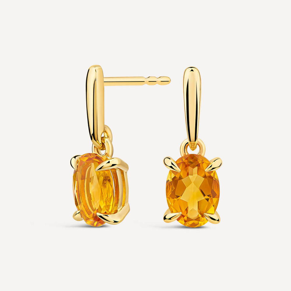 9ct Yellow Gold Citrine Drop Earrings