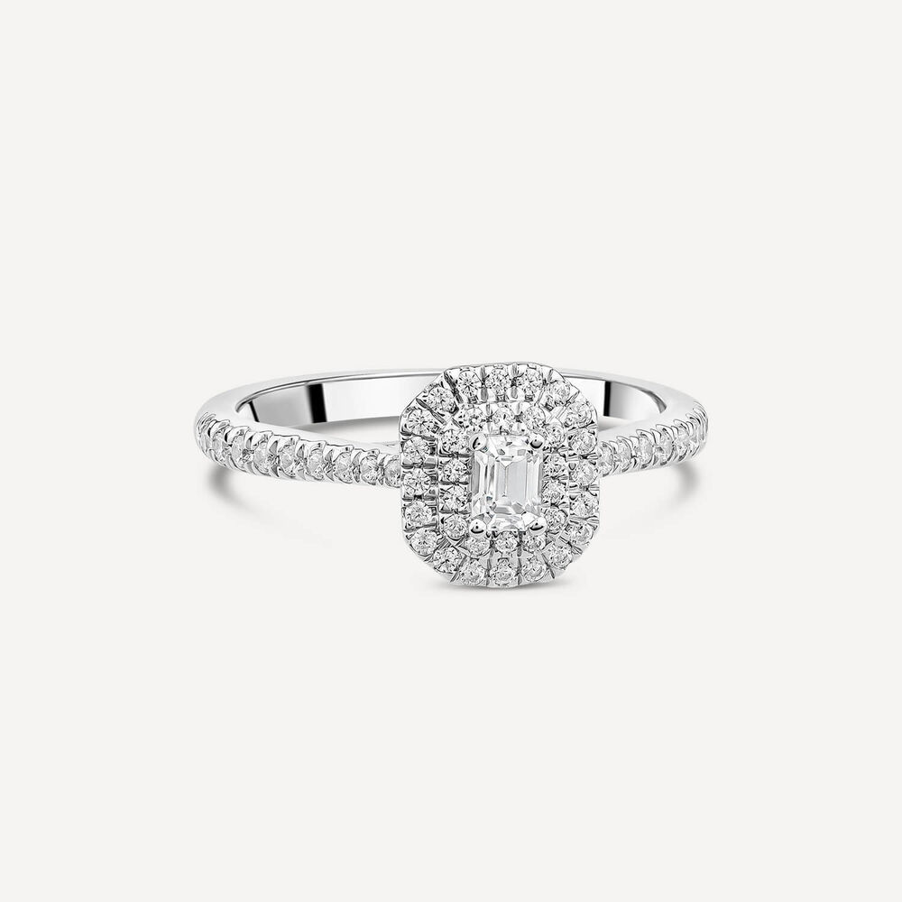 The Orchid Setting 18ct White Gold Emerald Cut Double Row 0.50ct Diamond Ring image number 2
