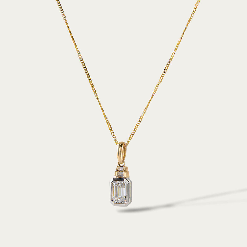 9ct Yellow & White Gold 0.75ct Lab Grown Bezel Set Diamond Pendant