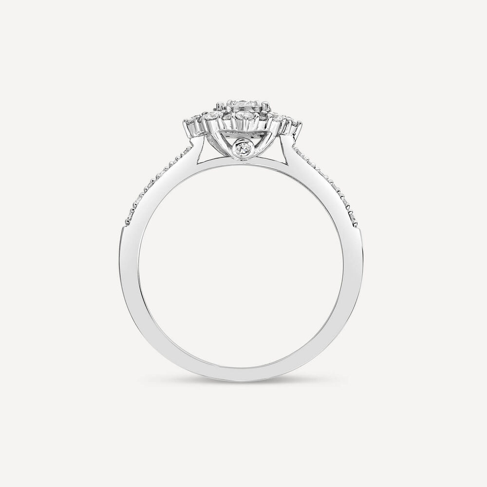 18ct White Gold Illusion 0.35ct Diamond Cluster Shoulders Ring image number 3