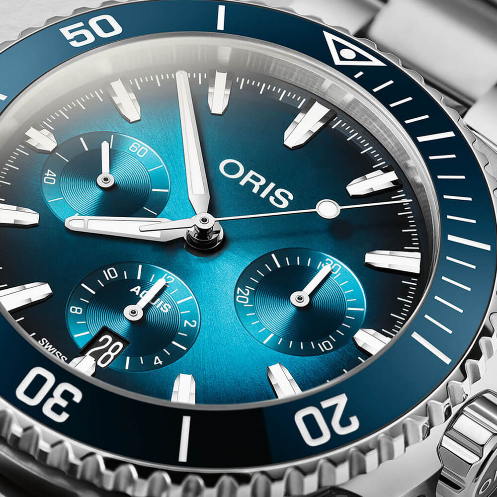 Oris Aquis Chronograph 43.5mm Blue Dial Stainless Steel Bracelet Watch image number 1