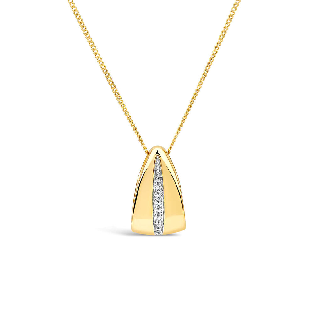 9ct Yellow Gold 0.04ct Diamond Centre Channel Polished Tear Shaped Pendant image number 0