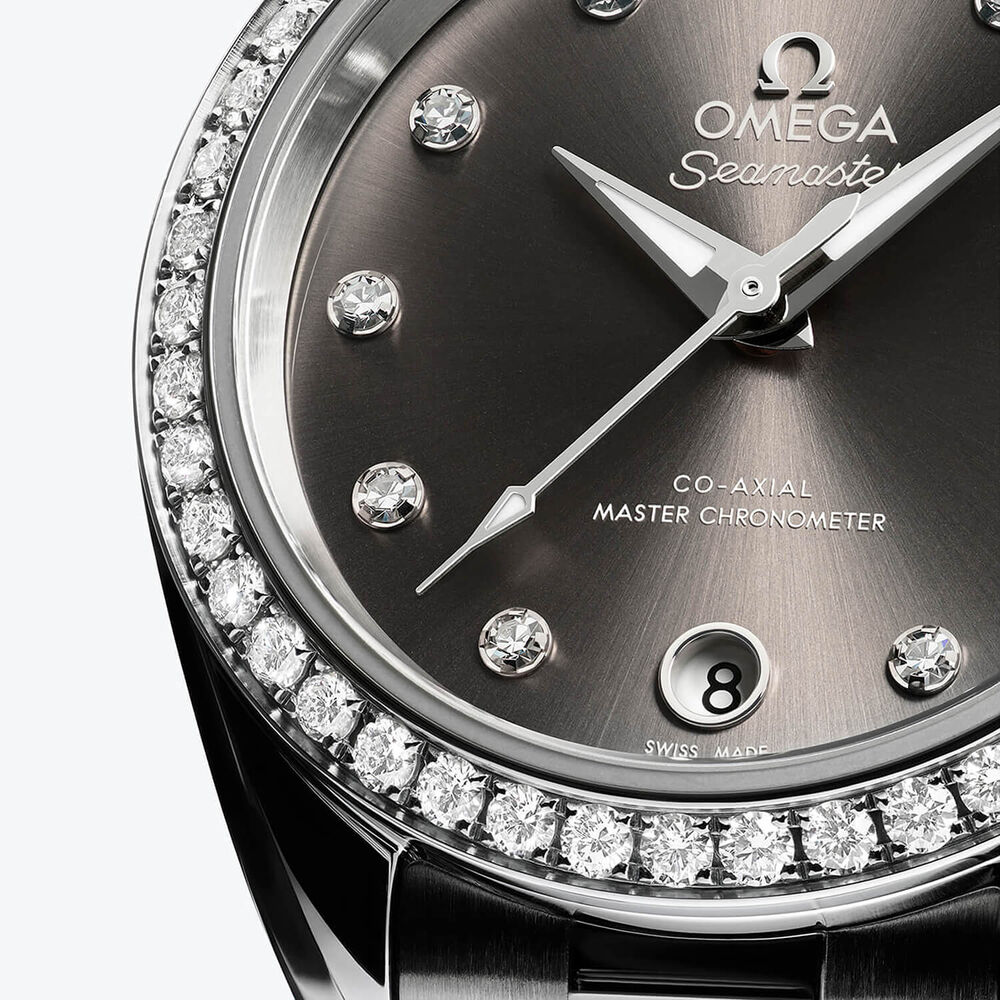 OMEGA Aqua Terra 150M 30mm Grey Dial Diamond Dots Steel Bracelet Watch image number 1
