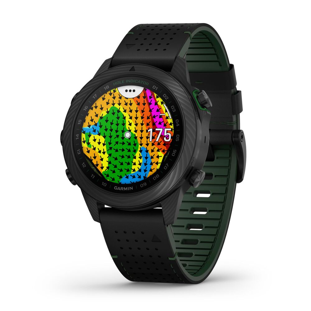 Garmin MARQ® Golfer (Gen 2) Carbon Edition 46mm Titanium Case Silicone Strap Watch image number 3