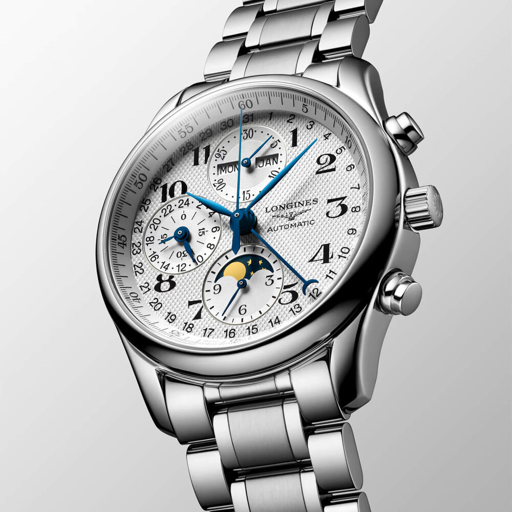 Longines Master Collection Moonphase 40mm Silver Dial Steel Bracelet Watch