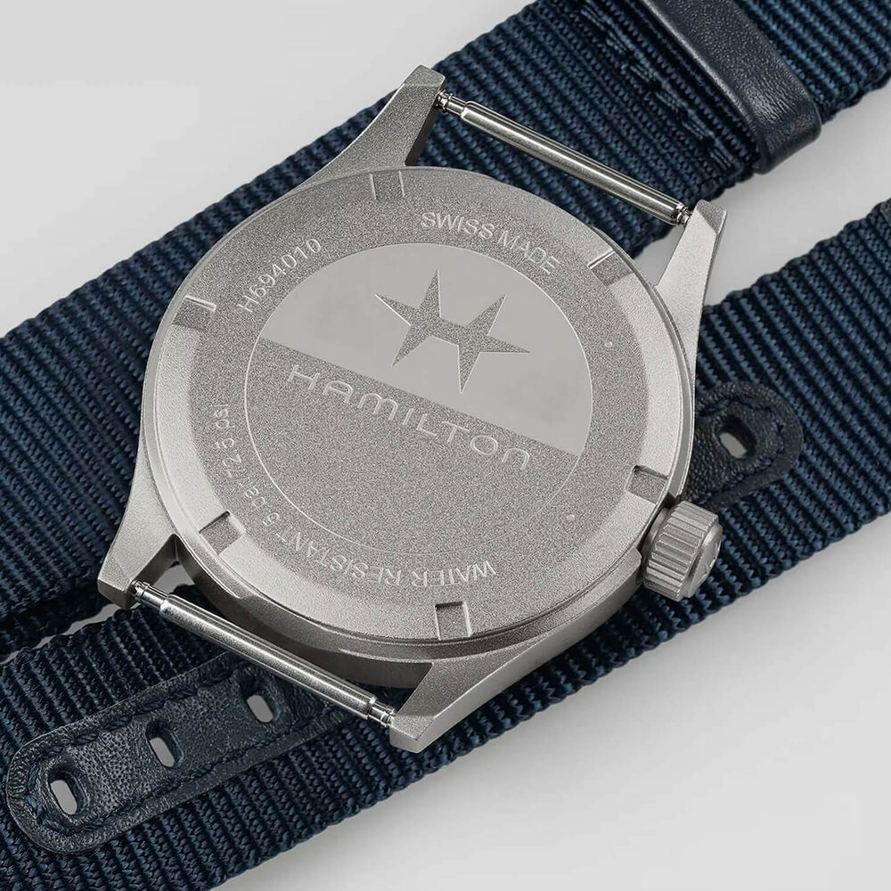 Hamilton Khaki Field Quartz 38mm Blue Dial Steel Case Blue Strap Watch image number 5