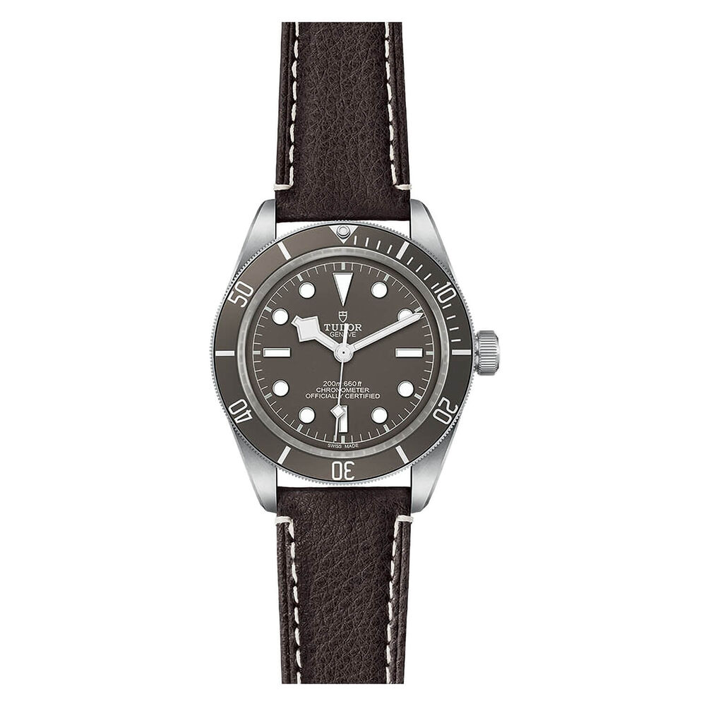 TUDOR Bay Fifty-Eight 39mm Grey Dial Silver Case Brown Leather Strap Watch image number 1