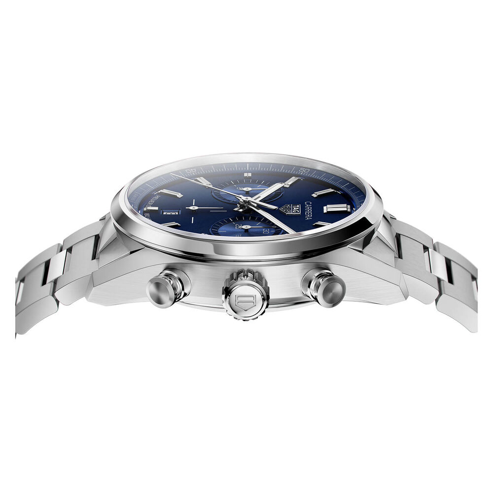 TAG Heuer Carrera Chronograph 42mm Blue Dial Stainless Steel Bracelet Watch image number 3