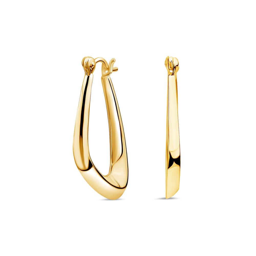 Yellow Gold Plated Sterling Silver Off Shape Hoop Earrings