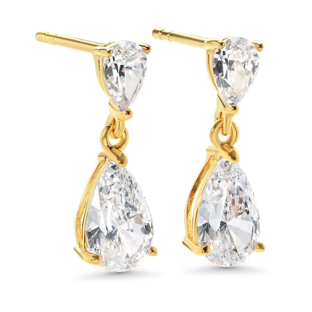 CARAT* London Baby Arabella Gold Vermeil Cubic Zirconia Drop Earrings image number 0