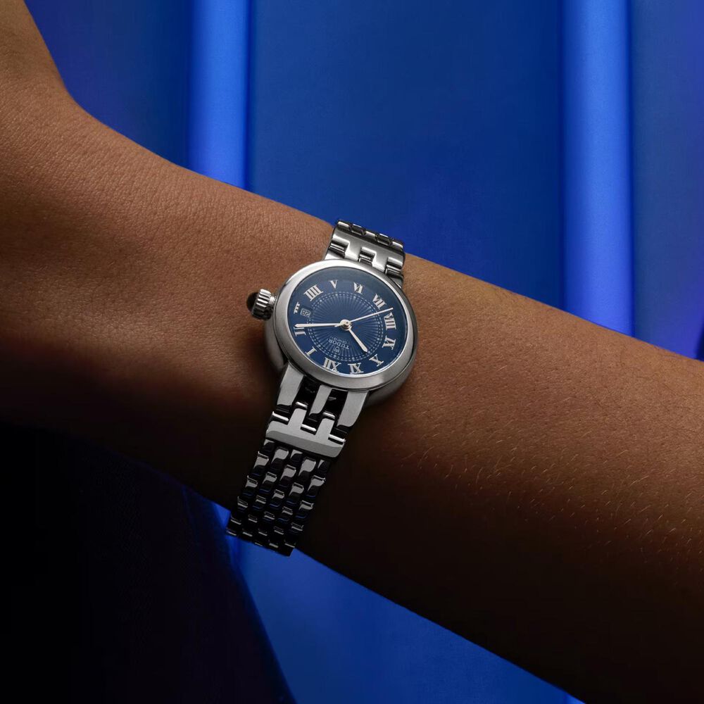 TUDOR Clair De Rose 26mm Blue Dial Roman Numerals Steel Bracelet Watch