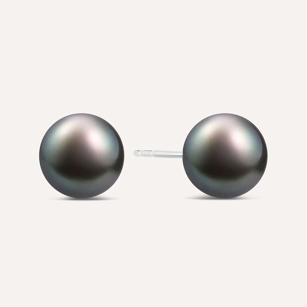 18ct Yellow Gold Tahitian Cultivated Black Pearl Stud Earrings