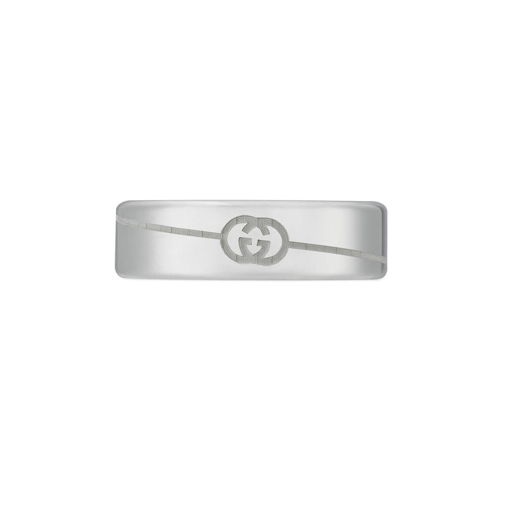 Gucci Interlocking Sterling Silver 6mm Band Ring (UK Size Q - R)