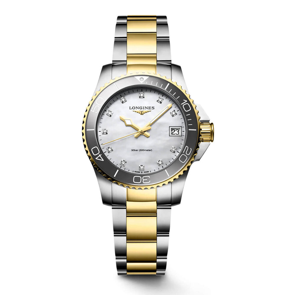 Longines Hydroconquest Ladies 32mm Pearlised Dial Steel & Yellow Gold PVD Bracelet Watch image number 0