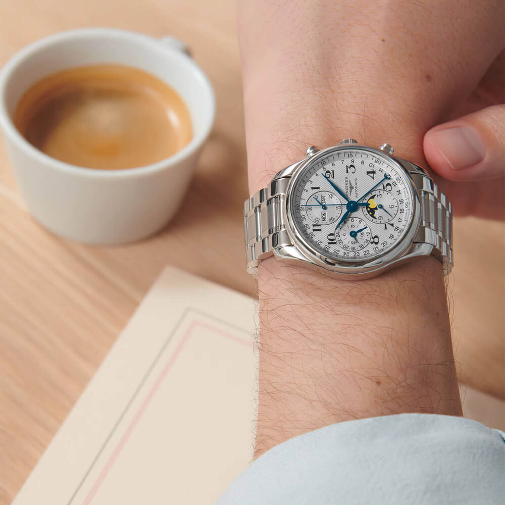 Longines Master Collection Moonphase 40mm Silver Dial Steel Bracelet Watch image number 6