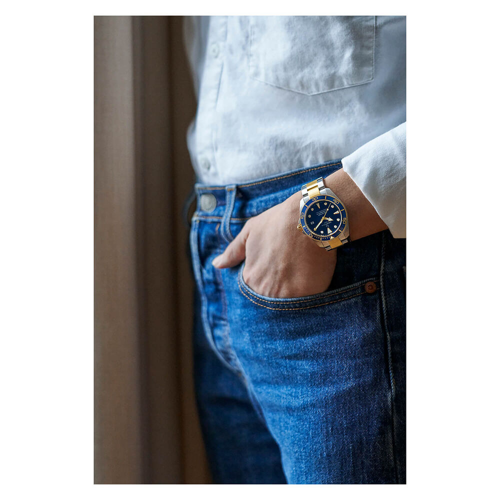 Certina DS Action Diver 38mm Blue Dial Yellow Gold & Steel Bracelet Watch image number 6