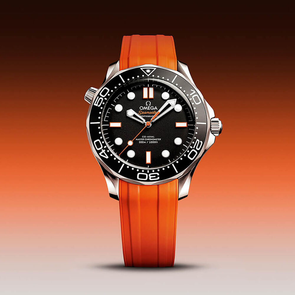 OMEGA Seamaster Diver 300M 42mm Black Dial Orange Rubber Strap Watch image number 4
