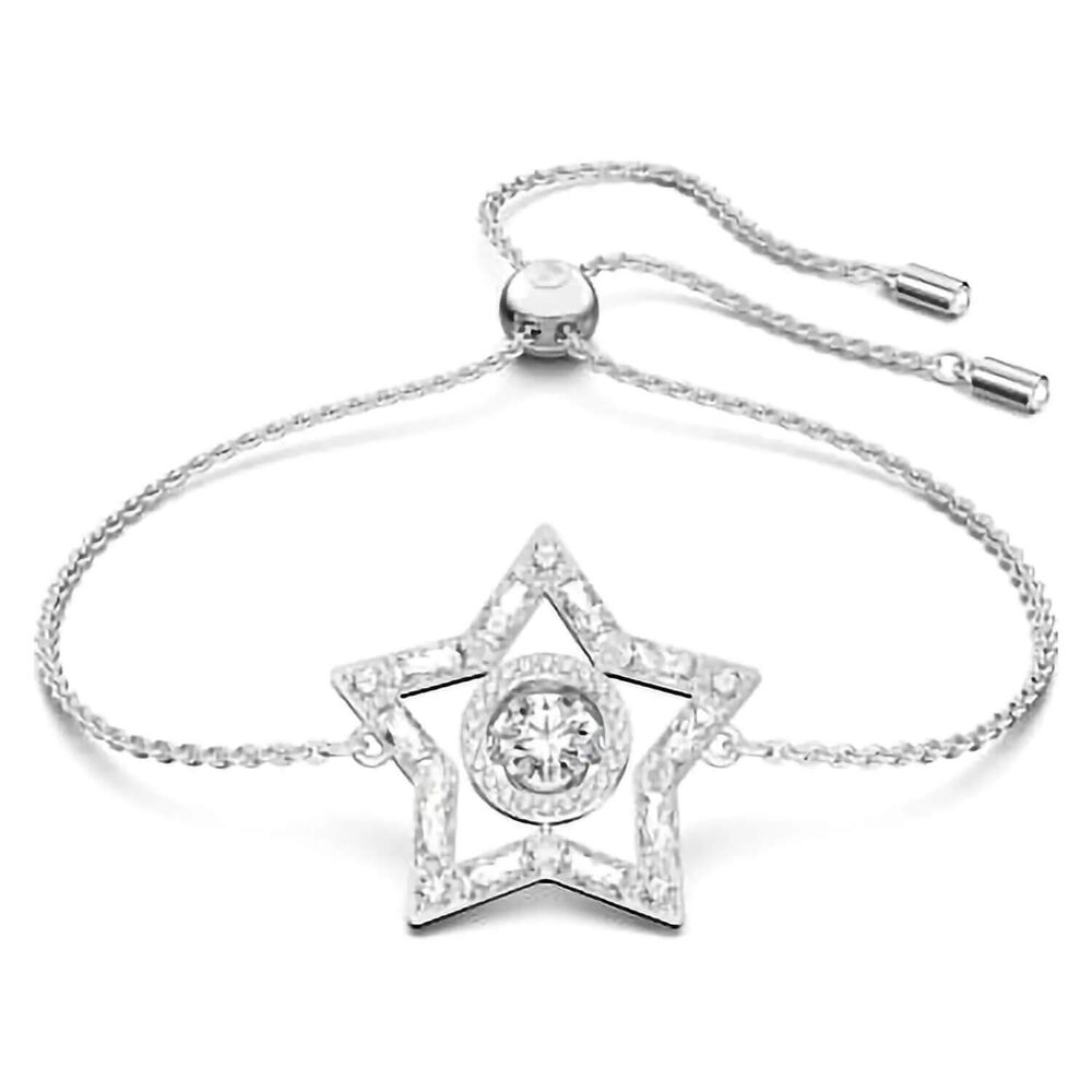 Swarovski Stella Rhodium Plated With White Crystal Cubic Zirconia Star Bracelet