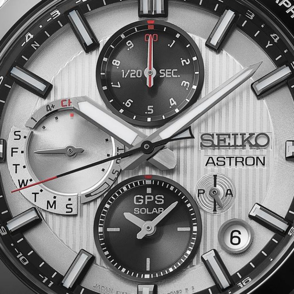 Seiko Astron ‘Silvery Night’ 5X GPS Solar Chronograph 43mm Silver Dial Titanium Bracelet Watch