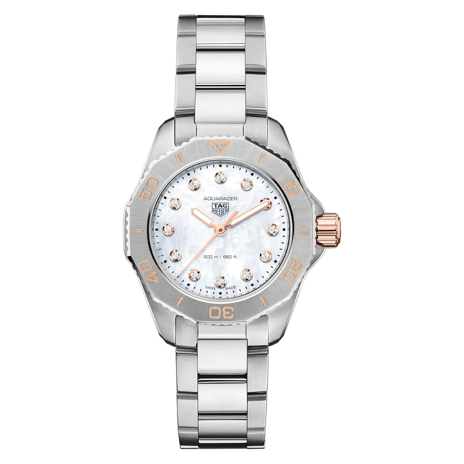 Tag heuer aquaracer diamond hot sale mother of pearl bracelet watch