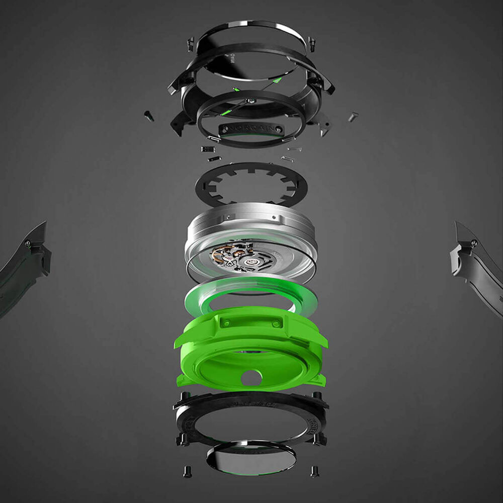 NORQAIN Wild ONE Skeleton 42mm Dial Gecko Green Rubber Strap Watch image number 5