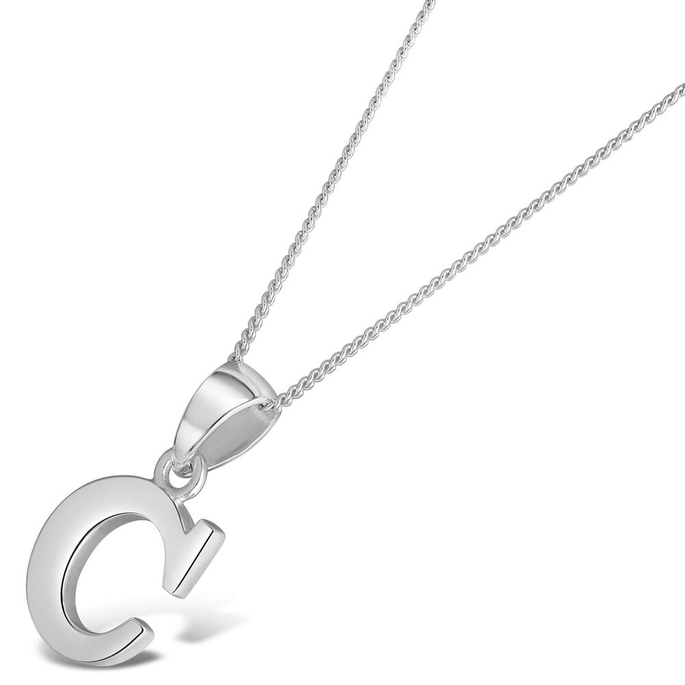 Sterling Silver Block Initial C Pendant image number 1