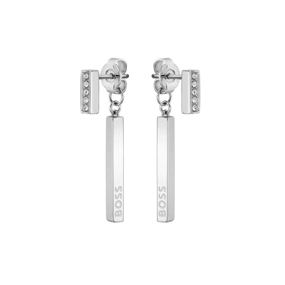 BOSS Ladies Saya Steel Crystal Earrings