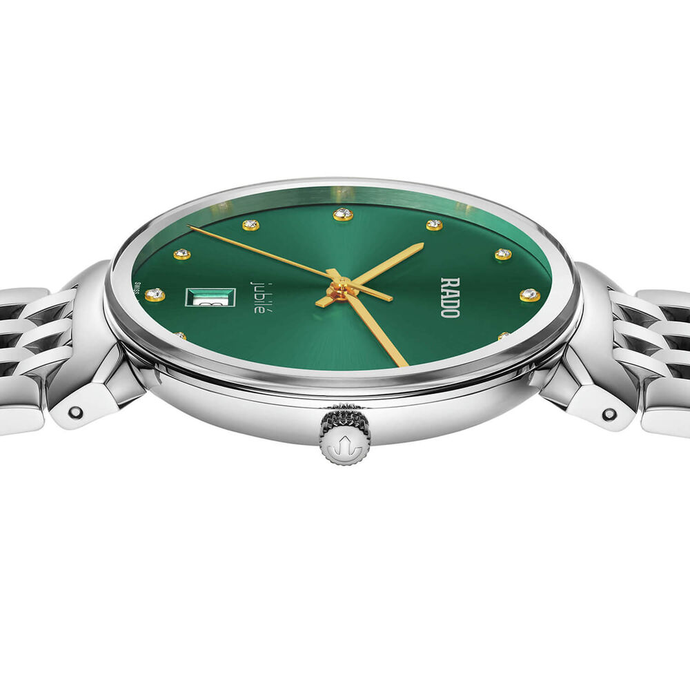 Rado Florence 38mm Green Dial Diamond Dots Steel Bracelet Watch image number 2