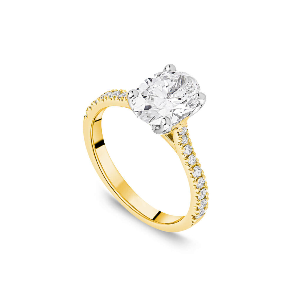 Born 18ct Yellow Gold Lab Grown 1.70ct Oval & Diamond Sides Ring image number 0