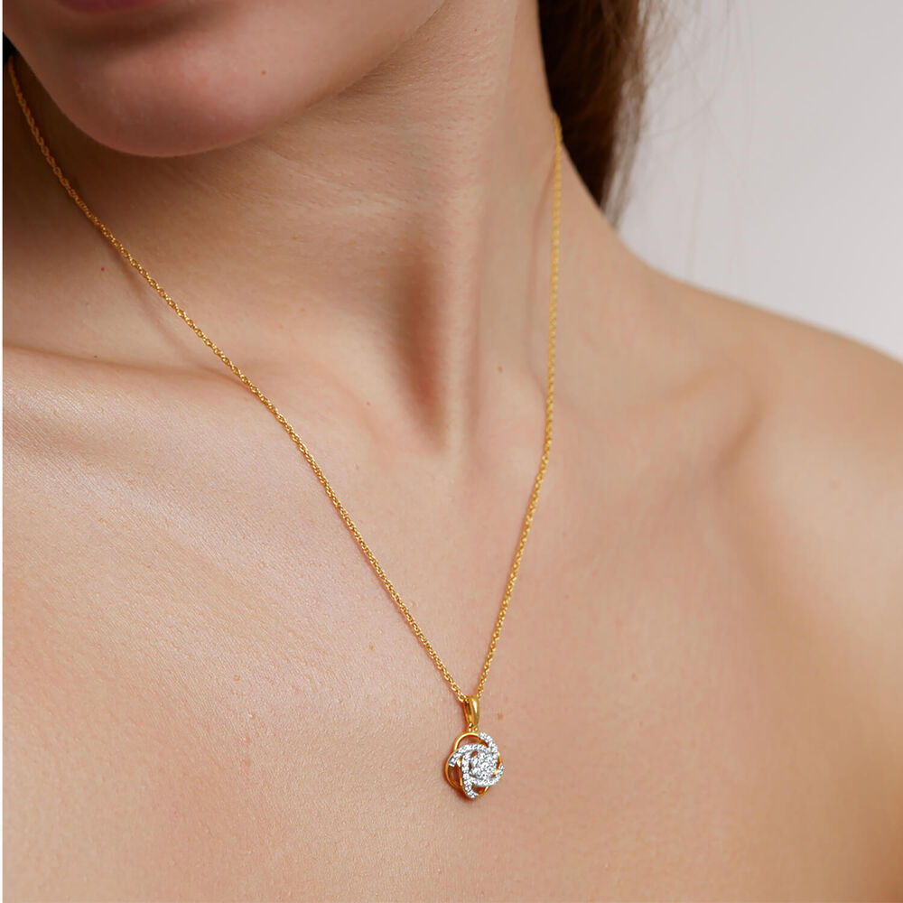 9ct White & Yellow Gold 0.25ct Diamond Knot Wrap Pendant