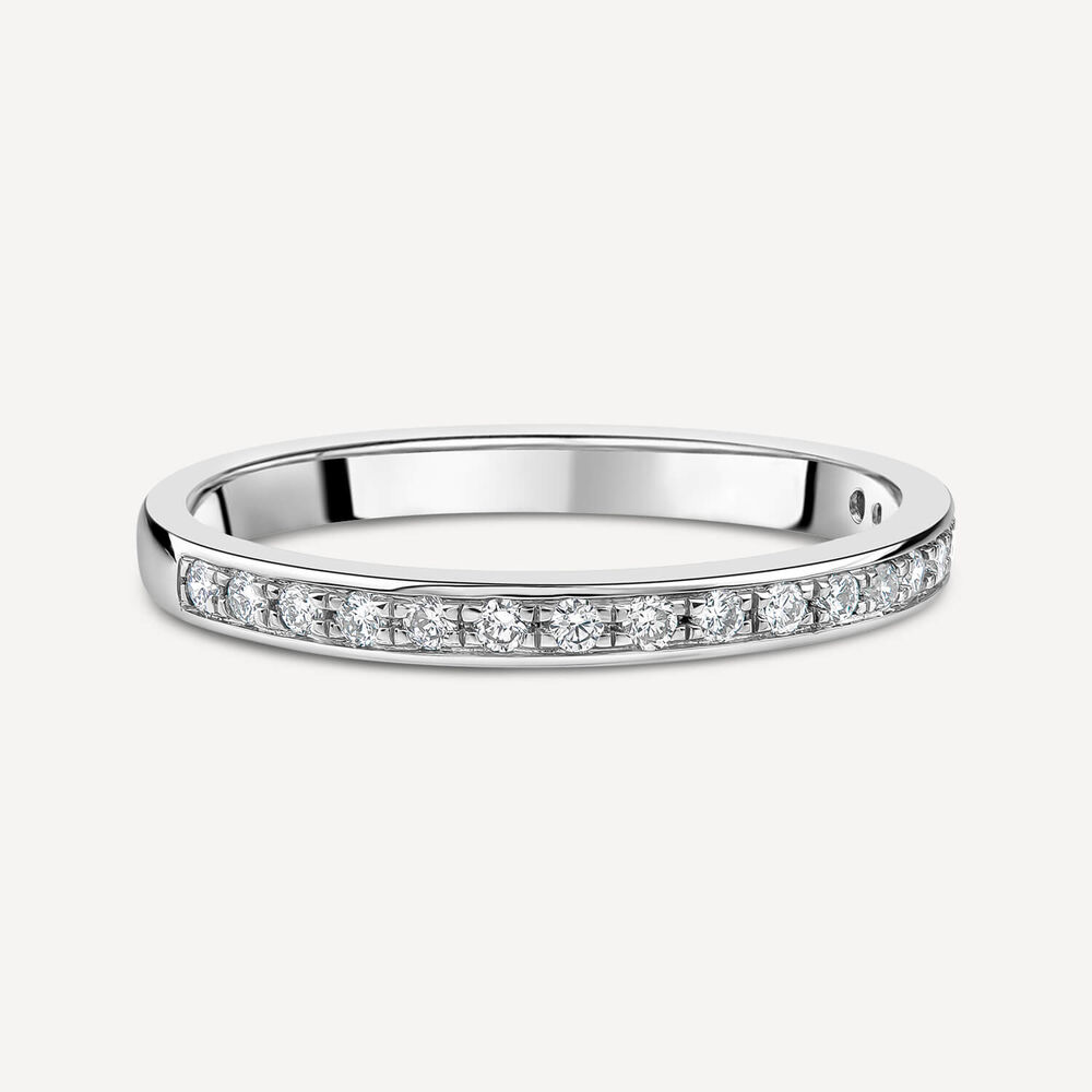 Born Platinum 0.15ct Lab Grown Diamond Pave Set Half Eternity Wedding Ring image number 2