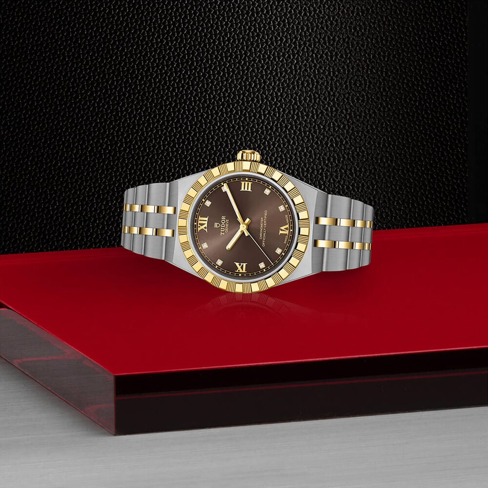 TUDOR Royal 30mm Brown Dial Stainless Steel & Yellow Gold Bracelet Watch