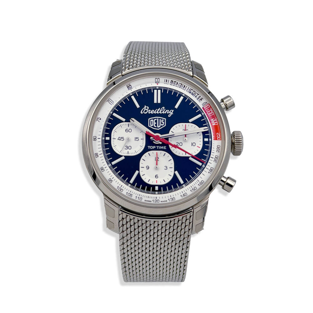 Pre-Owned Breitling Top Time B01 Deus 41mm Black & White Dial Steel Bracelet Watch image number 0